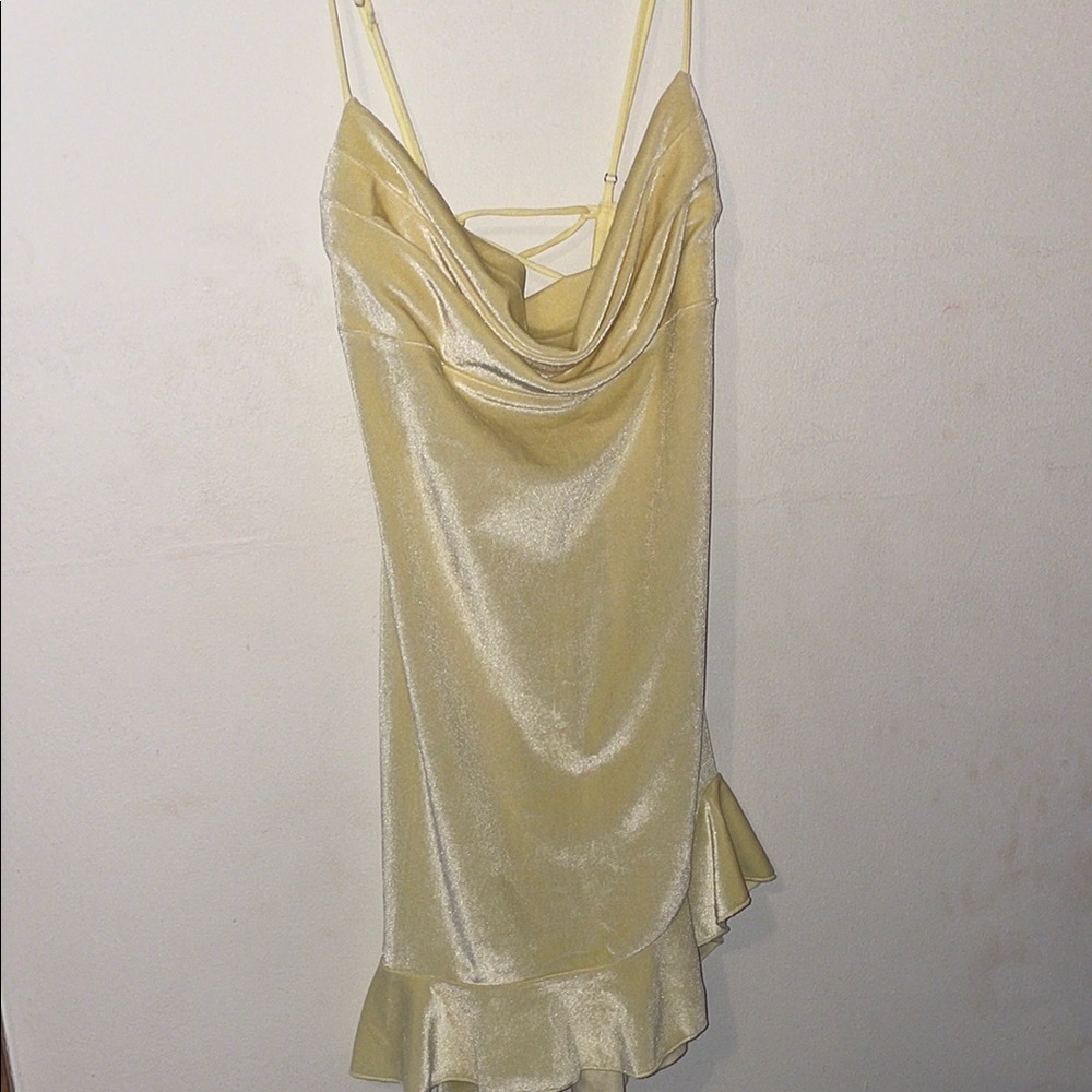 Lucy in the Sky Lemon Slip Dress with Ruffle Hem